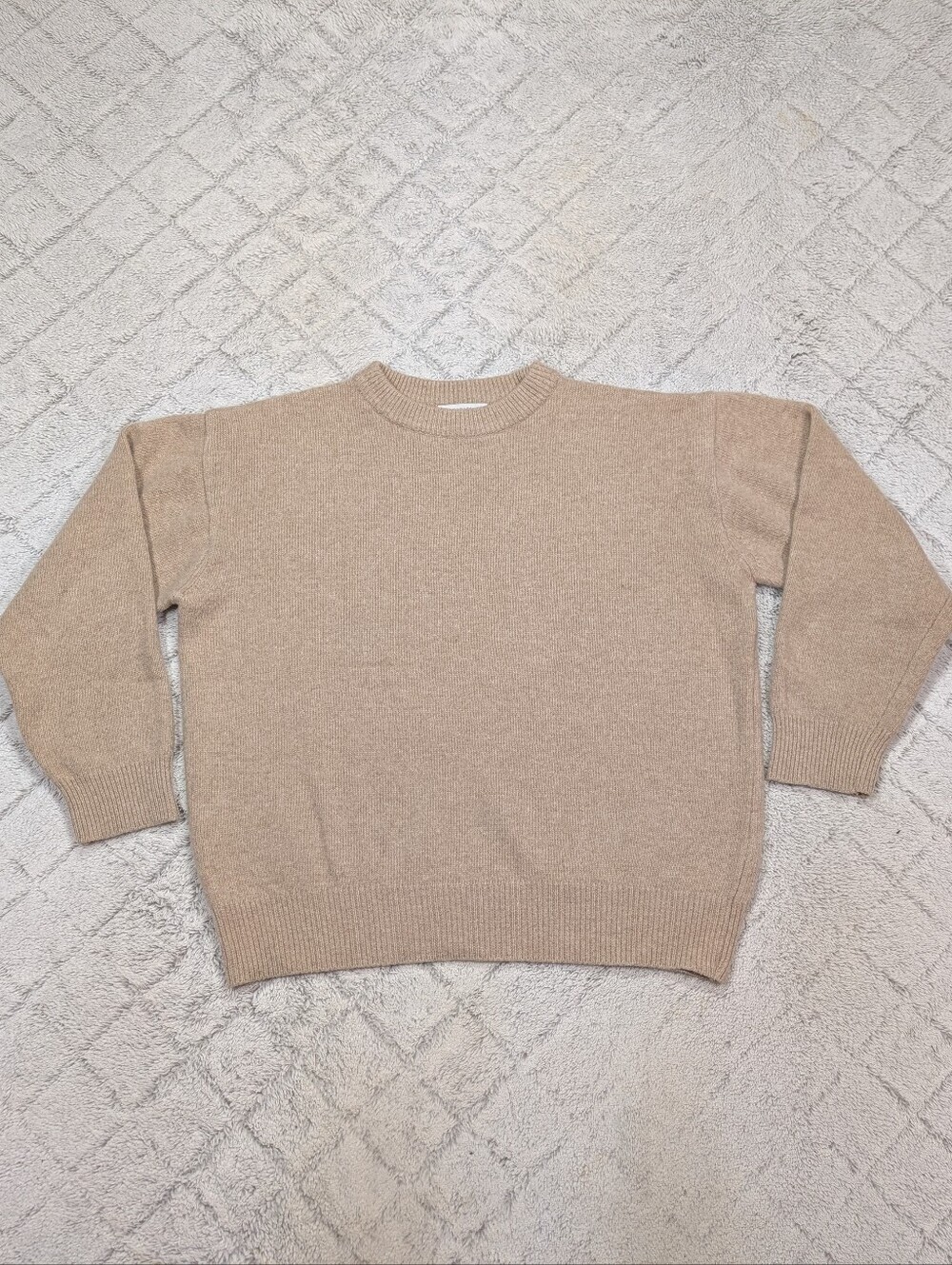 Almina Concept Sweater Womens L Beige Oatmeal Wool Cashmere Oversized Crew